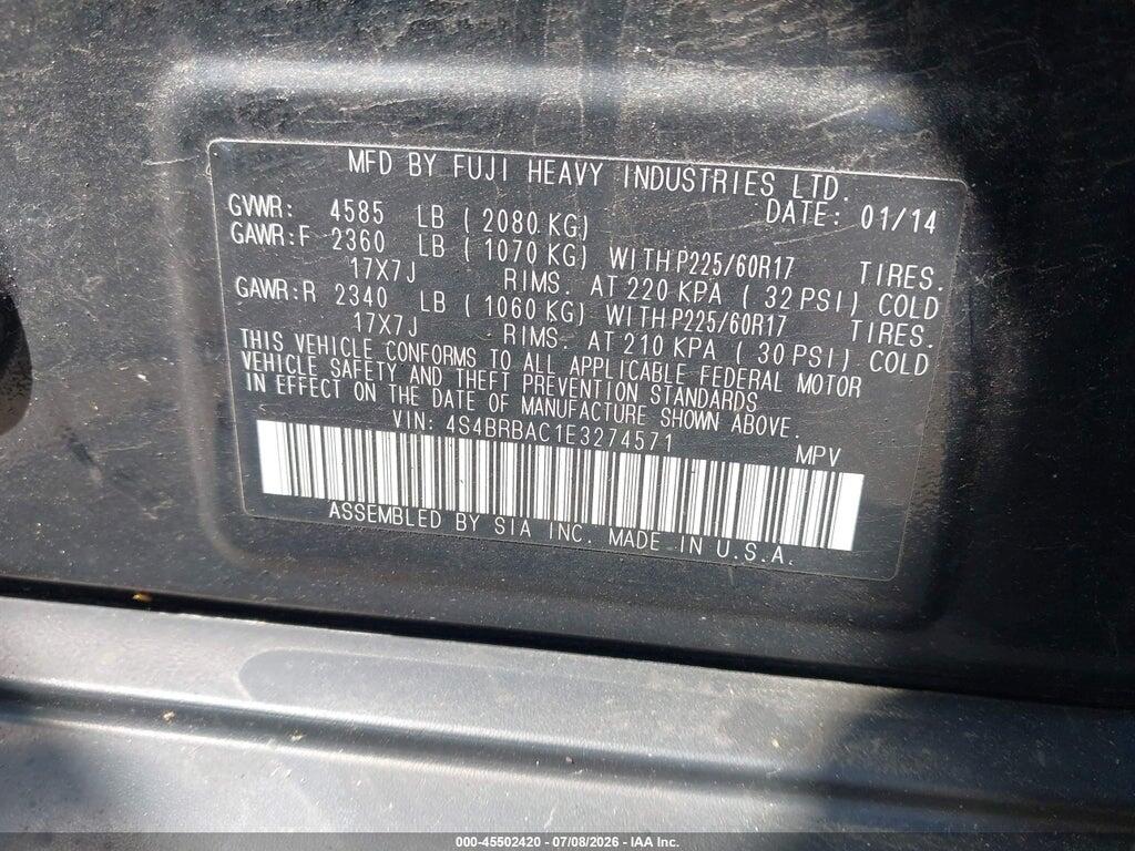 4S4BRBAC1E3274571 2014 SUBARU OUTBACK photo no. 9