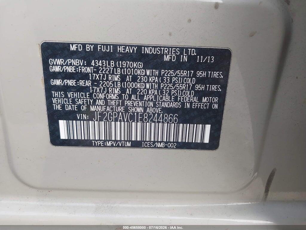 JF2GPAVC1E8244866 2014 SUBARU XV CROSSTREK photo no. 9
