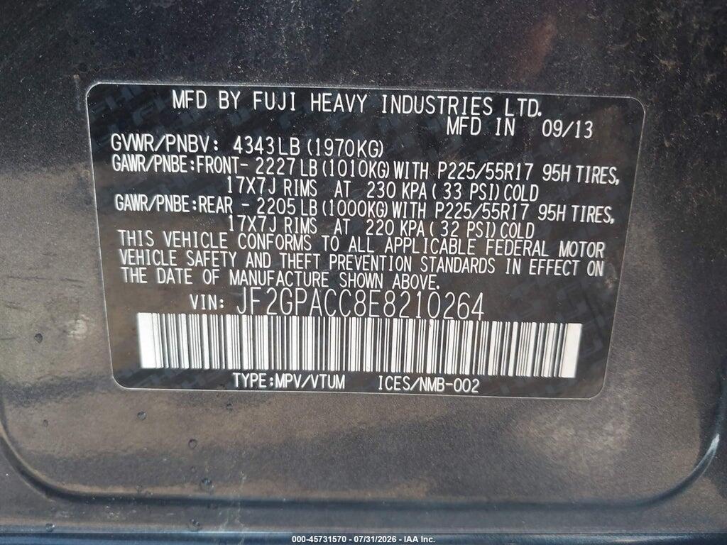 JF2GPACC8E8210264 2014 SUBARU XV CROSSTREK photo no. 9
