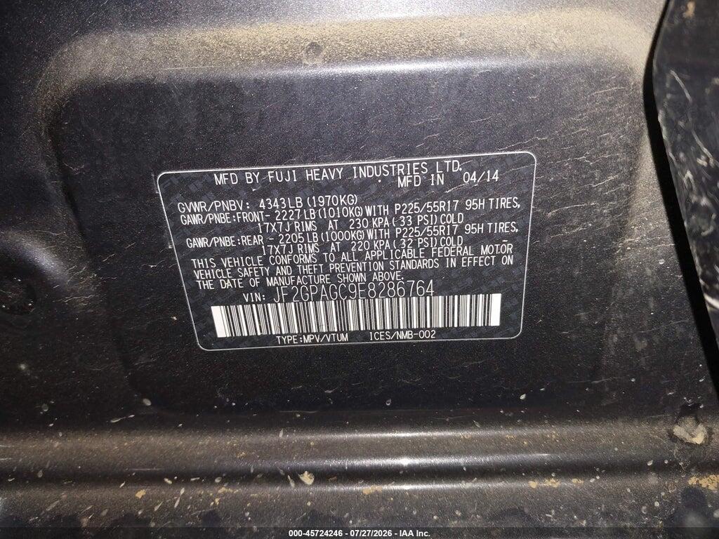 JF2GPAGC9E8286764 2014 SUBARU XV CROSSTREK photo no. 9