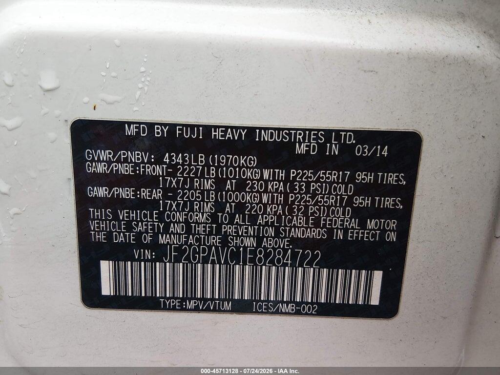 JF2GPAVC1E8284722 2014 SUBARU XV CROSSTREK photo no. 9