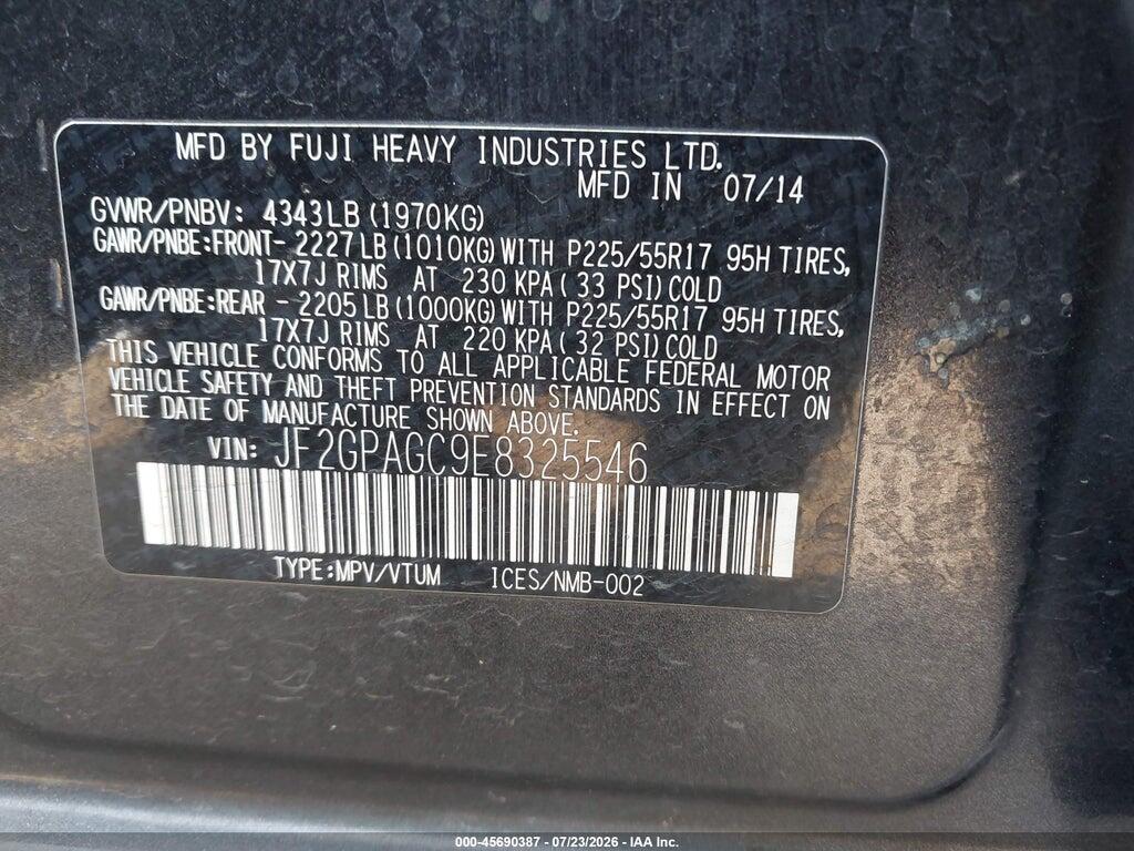 JF2GPAGC9E8325546 2014 SUBARU XV CROSSTREK photo no. 9