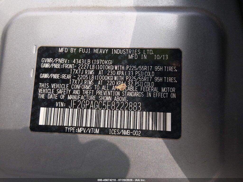 JF2GPAGC5E8222883 2014 SUBARU XV CROSSTREK photo no. 9