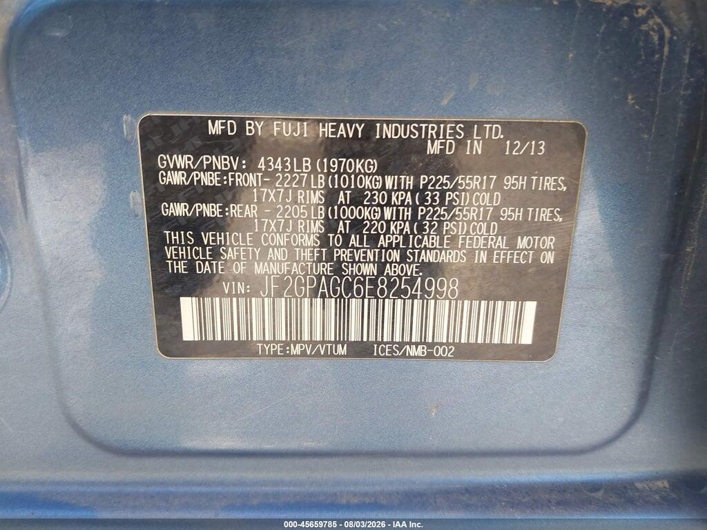 JF2GPAGC6E8254998 2014 SUBARU XV CROSSTREK photo no. 9