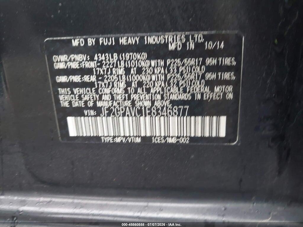 JF2GPAVC1E8346877 2014 SUBARU XV CROSSTREK photo no. 9