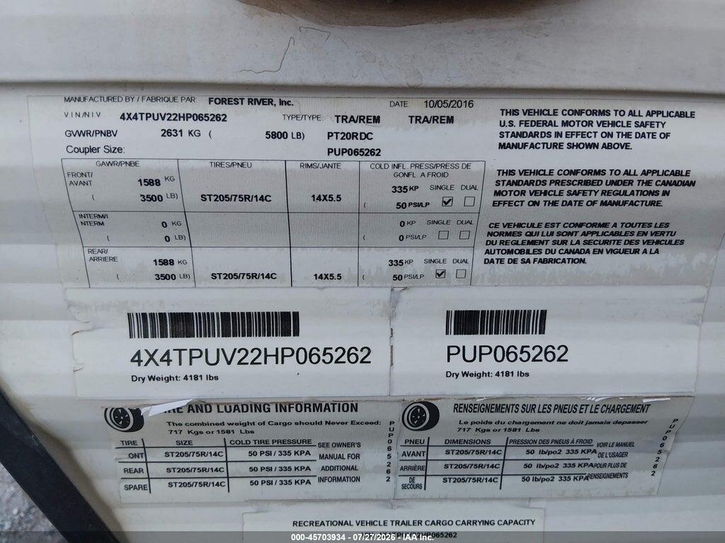 4X4TPUV22HP065262 2017 PALOMINO OTHER photo no. 9