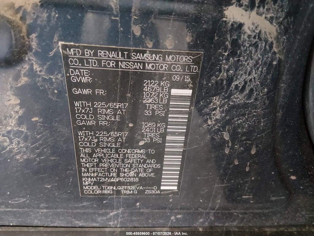 KNMAT2MV4GP602818 2016 NISSAN ROGUE photo no. 9