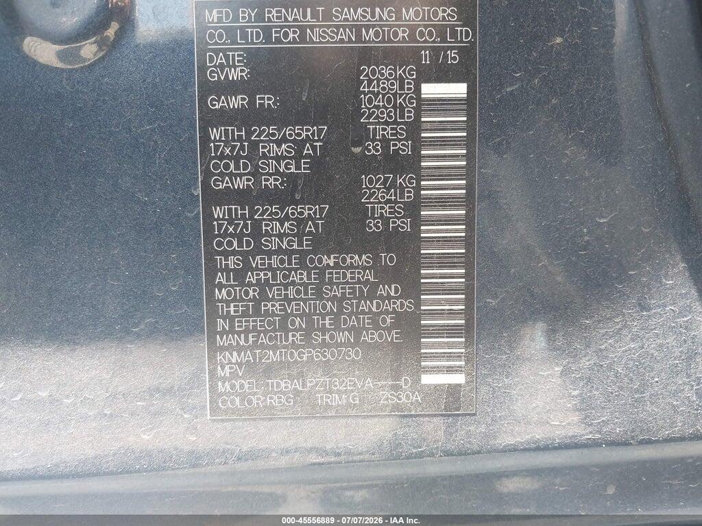 KNMAT2MT0GP630730 2016 NISSAN ROGUE photo no. 9