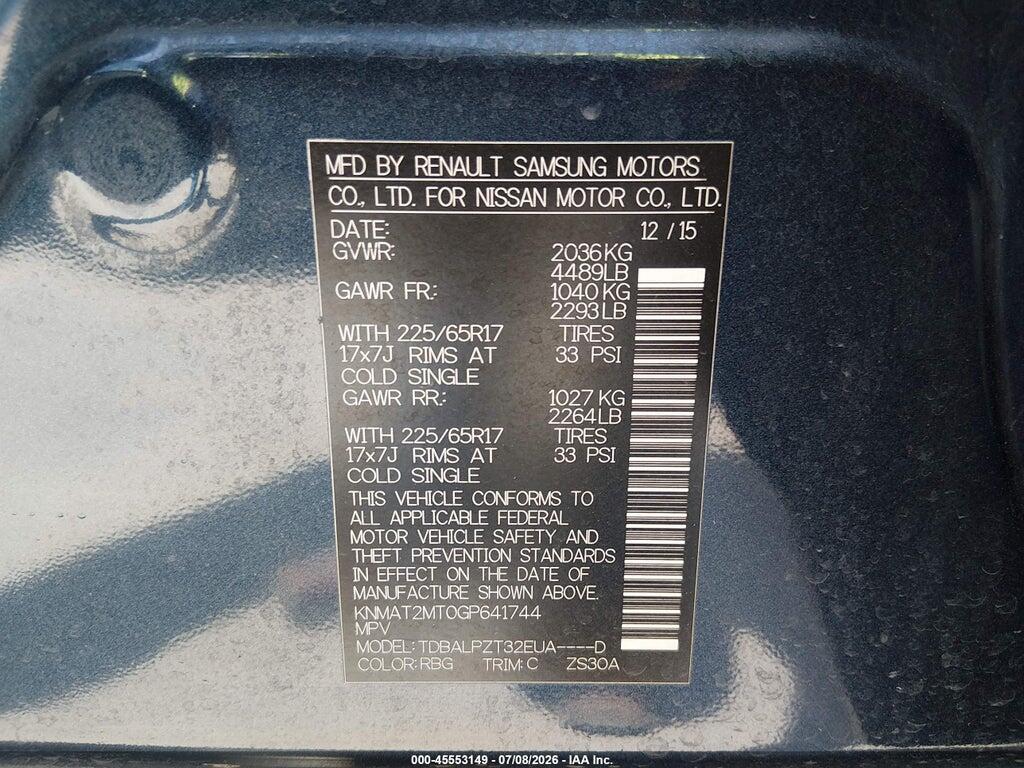 KNMAT2MT0GP641744 2016 NISSAN ROGUE photo no. 9