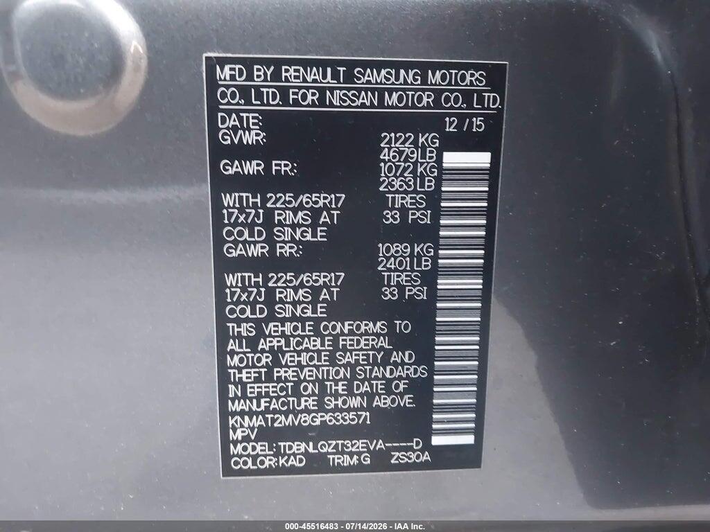 KNMAT2MV8GP633571 2016 NISSAN ROGUE photo no. 9