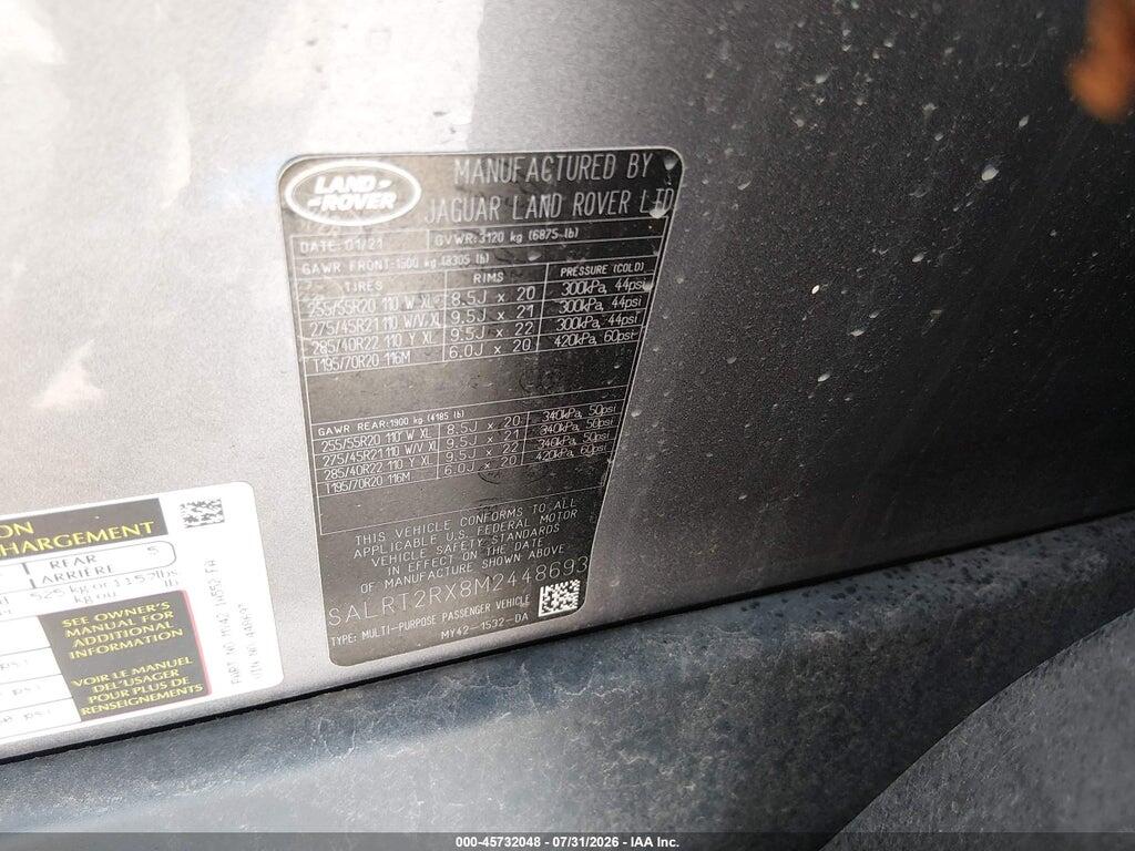 SALRT2RX8M2448693 2021 LAND ROVER DISCOVERY photo no. 9