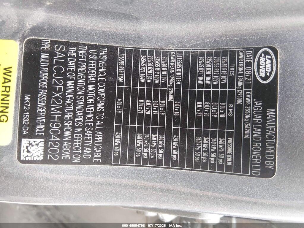 SALCJ2FX2MH904202 2021 LAND ROVER DISCOVERY SPORT photo no. 9