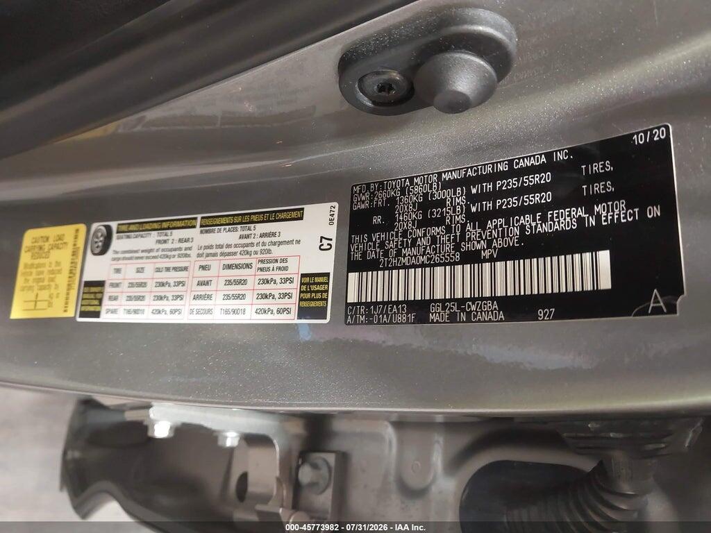 2T2HZMDA0MC265558 2021 LEXUS RX 350 photo no. 9