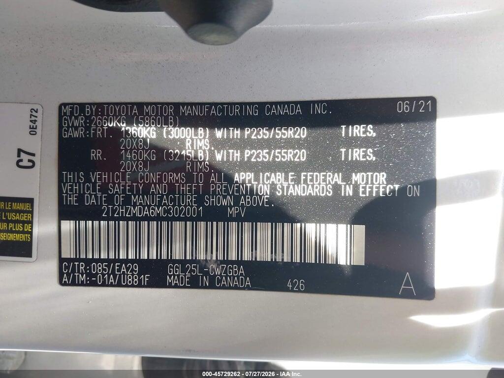 2T2HZMDA6MC302001 2021 LEXUS RX 350 photo no. 9