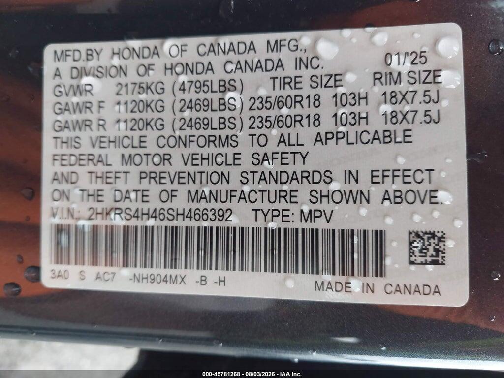 2HKRS4H46SH466392 2025 HONDA CR-V photo no. 9