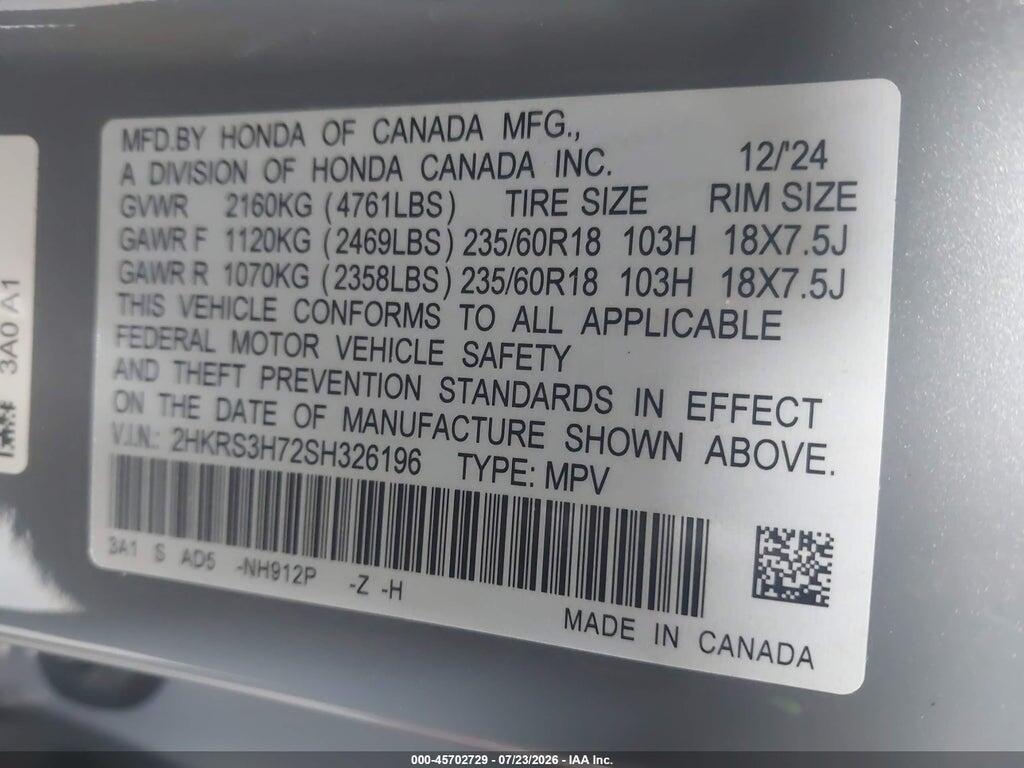 2HKRS3H72SH326196 2025 HONDA CR-V photo no. 9