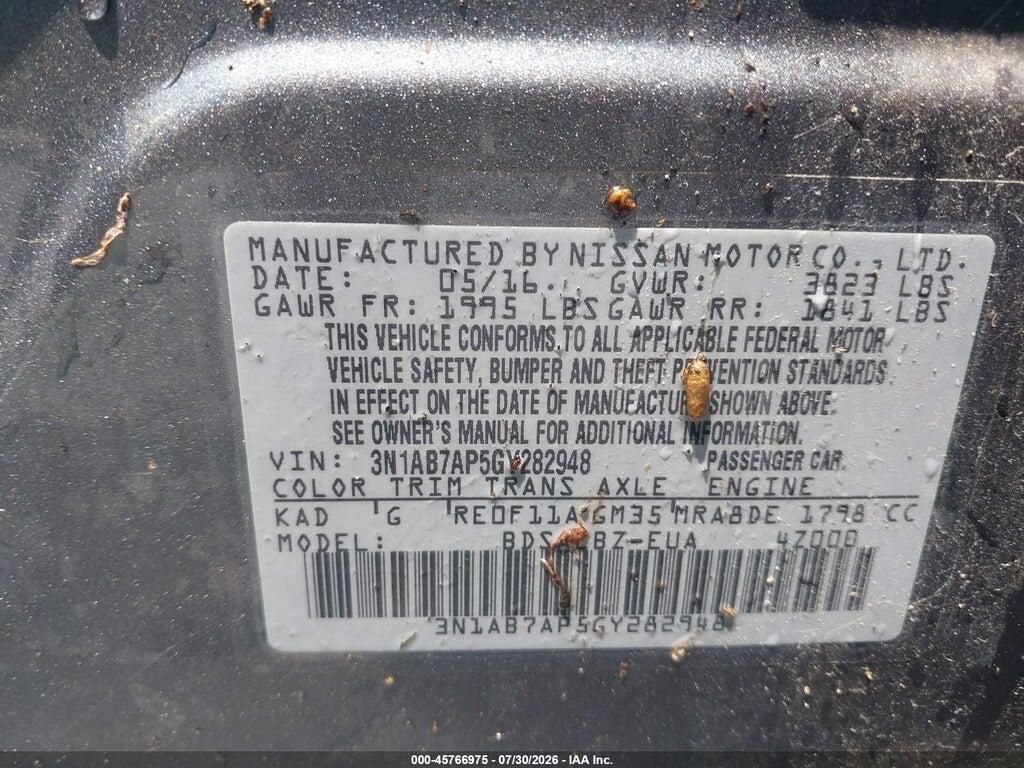 3N1AB7AP5GY282948 2016 NISSAN SENTRA photo no. 9