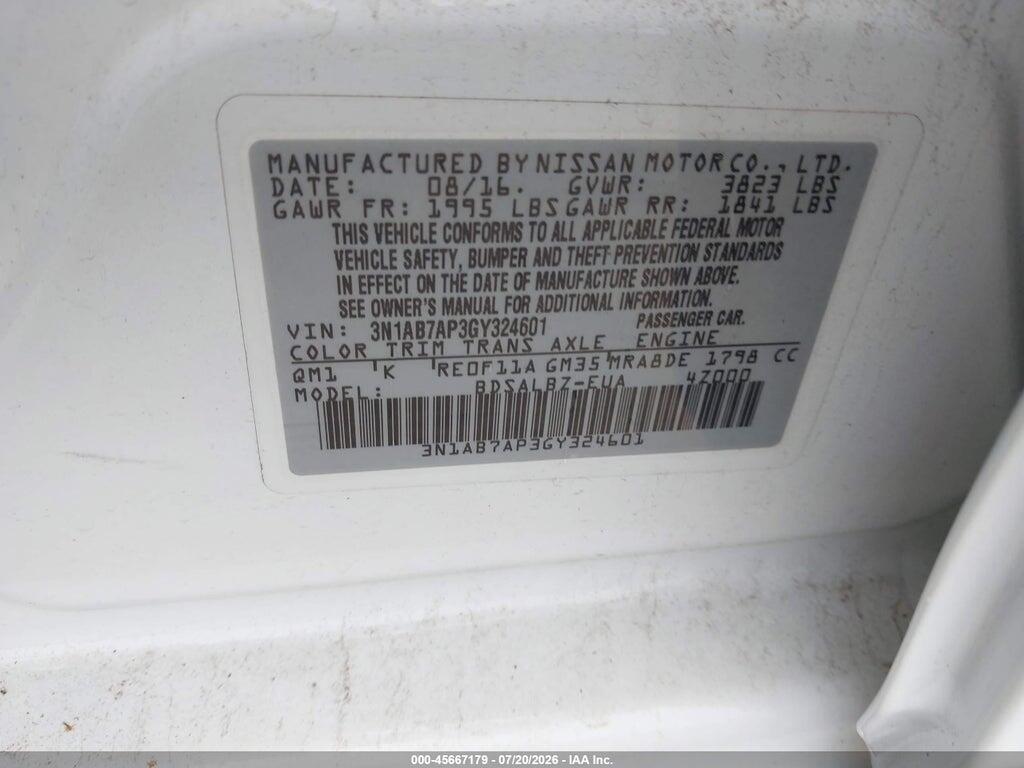 3N1AB7AP3GY324601 2016 NISSAN SENTRA photo no. 9