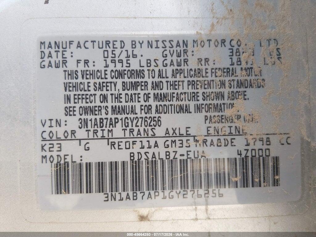 3N1AB7AP1GY276256 2016 NISSAN SENTRA photo no. 9