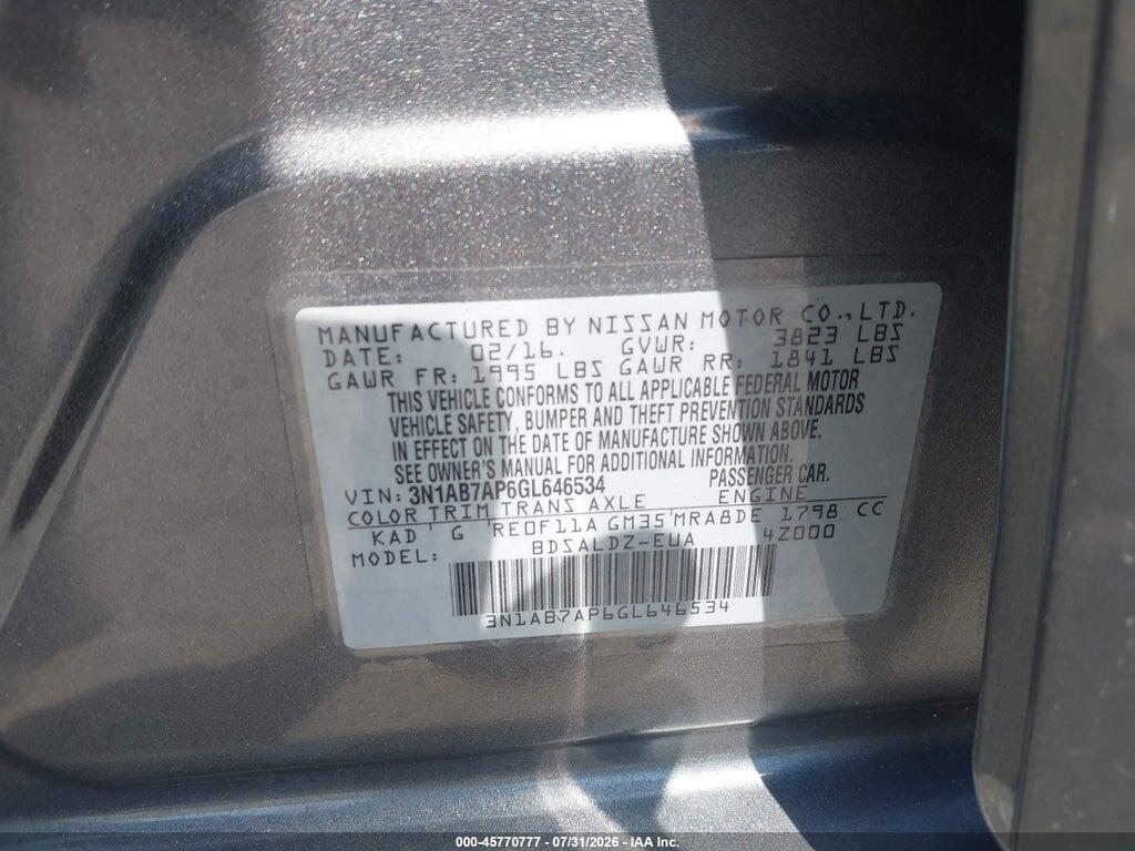 3N1AB7AP6GL646534 2016 NISSAN SENTRA photo no. 9