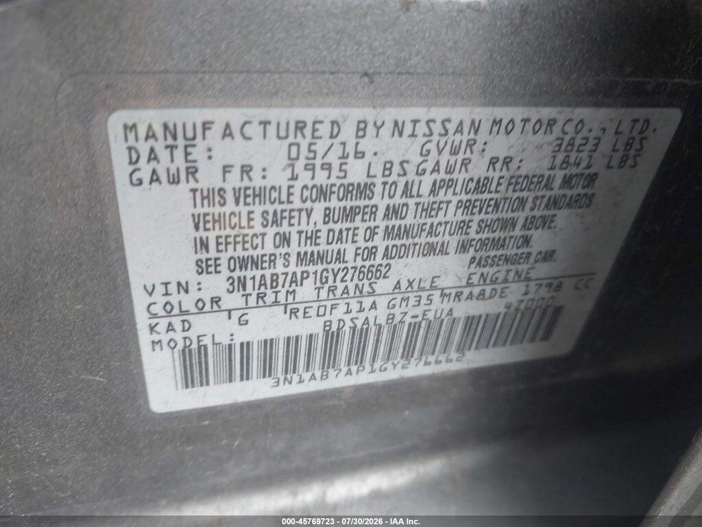 3N1AB7AP1GY276662 2016 NISSAN SENTRA photo no. 9