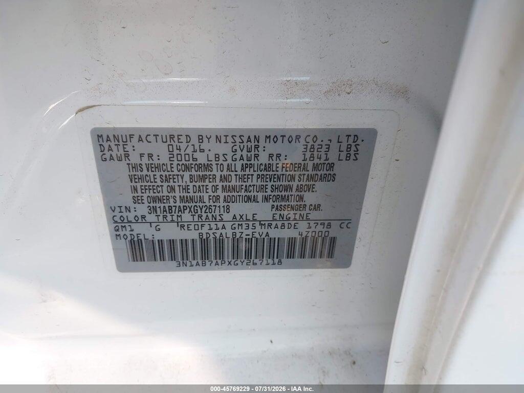 3N1AB7APXGY267118 2016 NISSAN SENTRA photo no. 9
