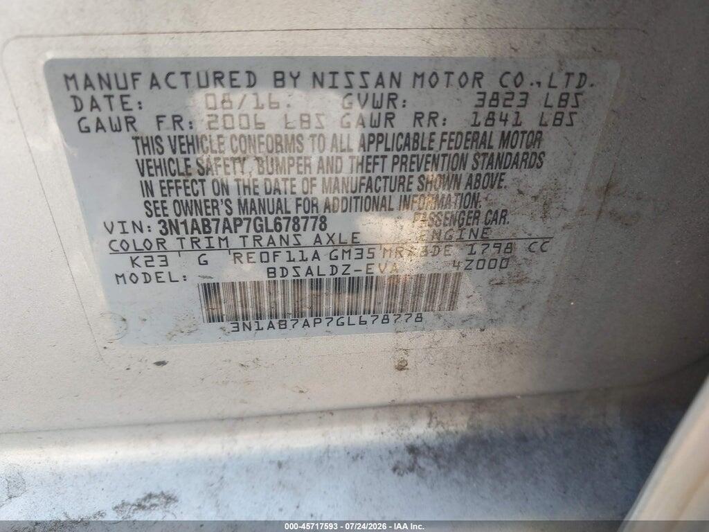 3N1AB7AP7GL678778 2016 NISSAN SENTRA photo no. 9