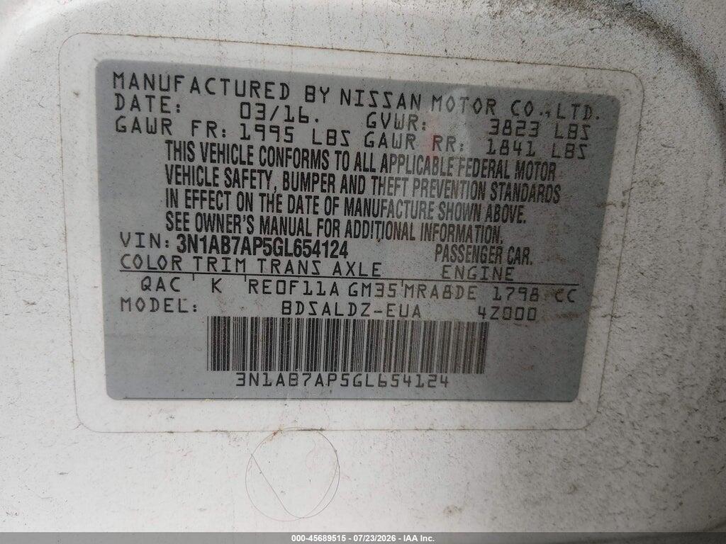 3N1AB7AP5GL654124 2016 NISSAN SENTRA photo no. 9