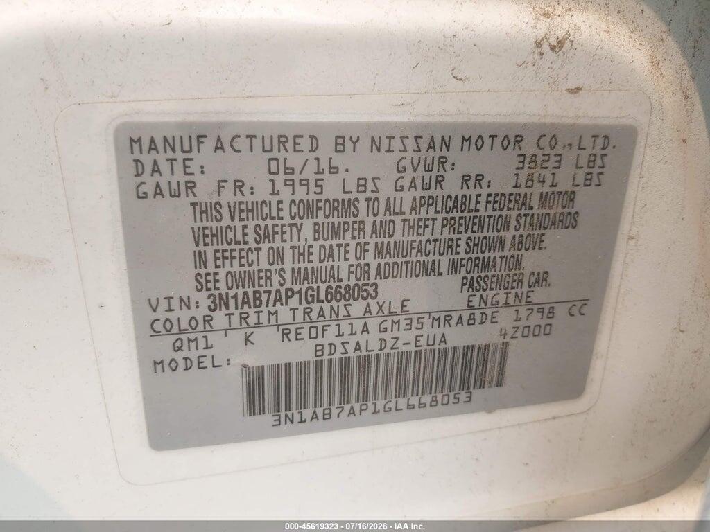 3N1AB7AP1GL668053 2016 NISSAN SENTRA photo no. 9