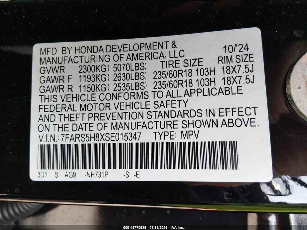 7FARS5H8XSE015347 2025 HONDA CR-V HYBRID photo no. 9