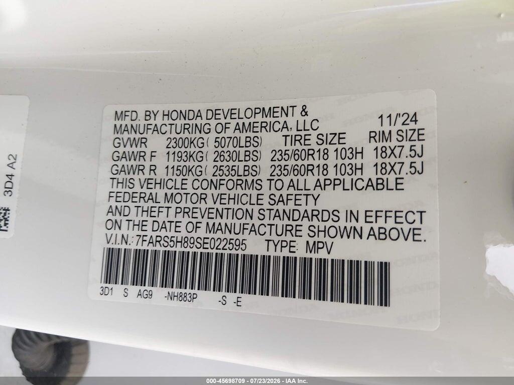 7FARS5H89SE022595 2025 HONDA CR-V HYBRID photo no. 9
