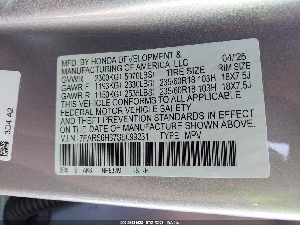 7FARS6H87SE099231 2025 HONDA CR-V HYBRID photo no. 9