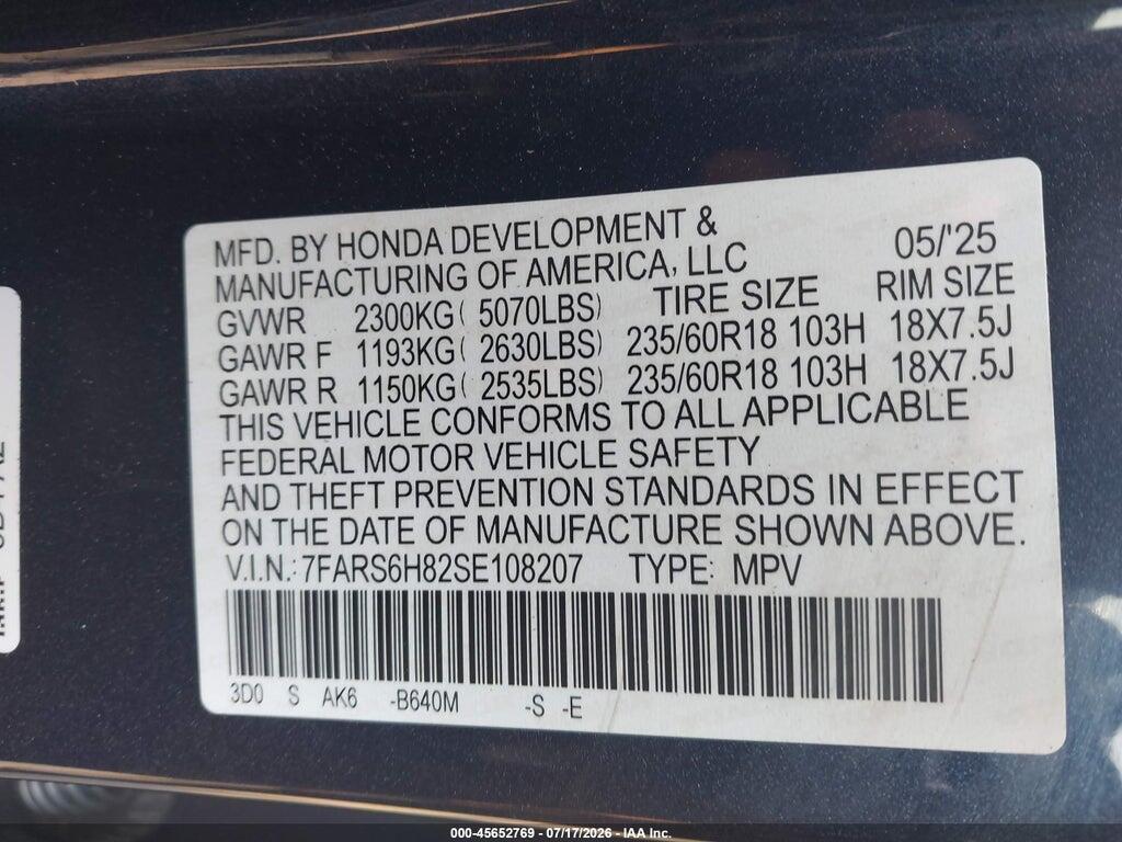 7FARS6H82SE108207 2025 HONDA CR-V HYBRID photo no. 9