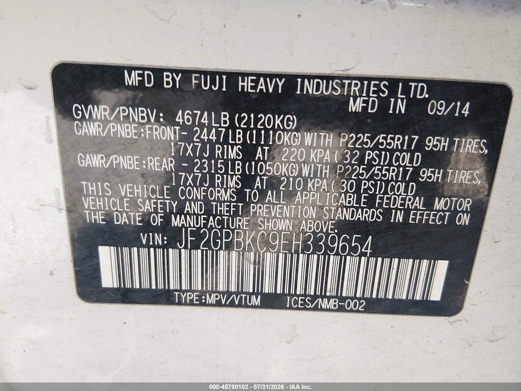 JF2GPBKC9EH339654 2014 SUBARU XV CROSSTREK HYBRID photo no. 9