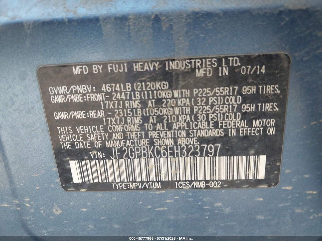 JF2GPBKC6EH323797 2014 SUBARU XV CROSSTREK HYBRID photo no. 9