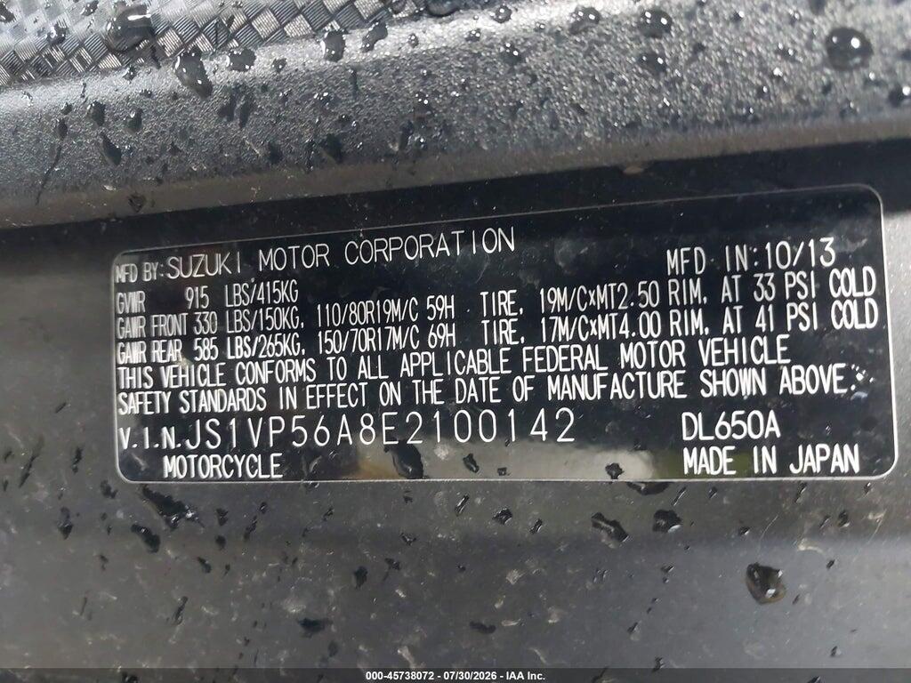 JS1VP56A8E2100142 2014 SUZUKI DL650 photo no. 10