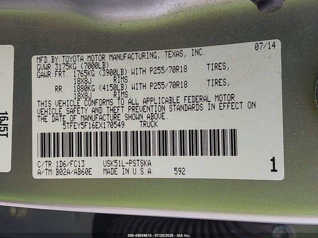 5TFEY5F16EX170549 2014 TOYOTA TUNDRA photo no. 9
