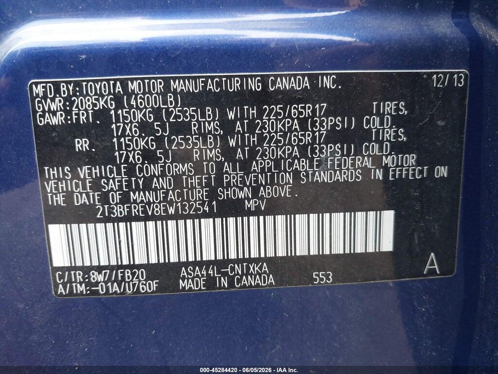 2T3BFREV8EW132541 2014 TOYOTA RAV4 photo no. 9