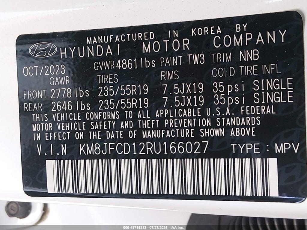 KM8JFCD12RU166027 2024 HYUNDAI TUCSON HYBRID photo no. 9