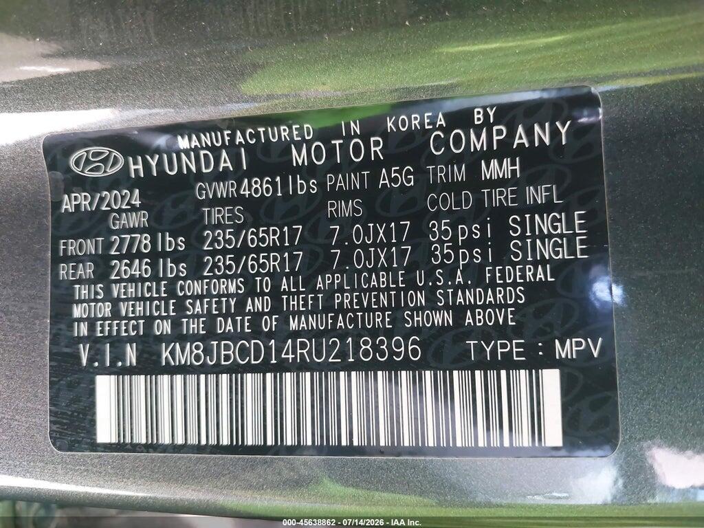 KM8JBCD14RU218396 2024 HYUNDAI TUCSON HYBRID photo no. 9
