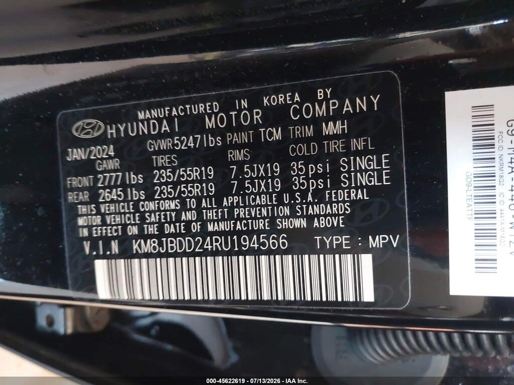 KM8JBDD24RU194566 2024 HYUNDAI TUCSON PLUG-IN HYBRID photo no. 9