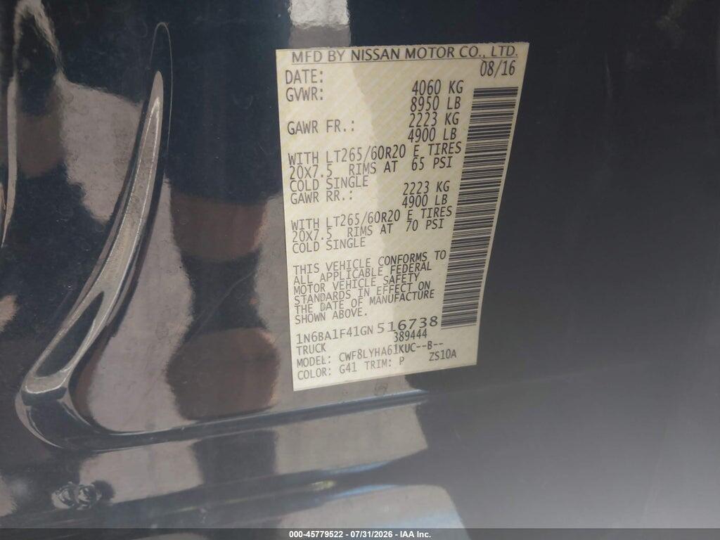 1N6BA1F41GN516738 2016 NISSAN TITAN XD photo no. 9