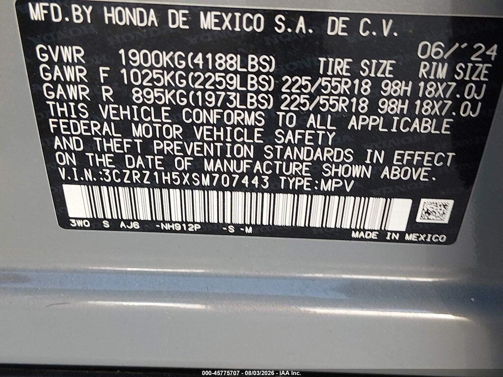 3CZRZ1H5XSM707443 2025 HONDA HR-V photo no. 9