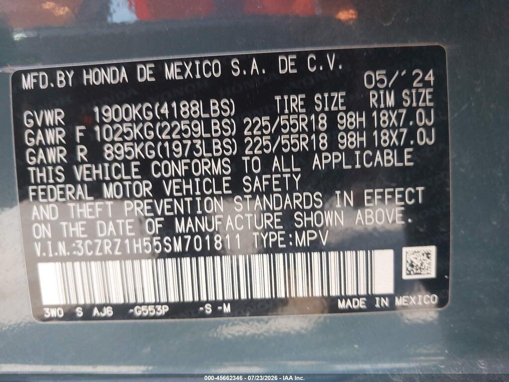 3CZRZ1H55SM701811 2025 HONDA HR-V photo no. 9