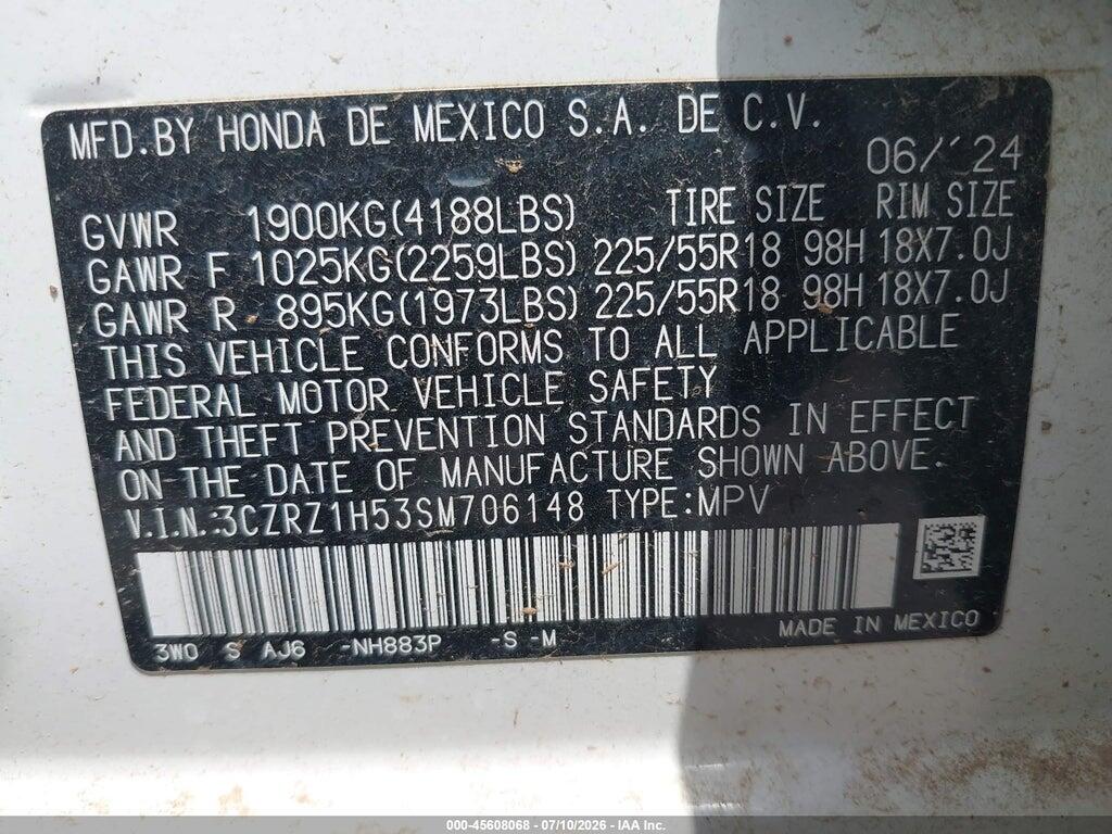 3CZRZ1H53SM706148 2025 HONDA HR-V photo no. 9