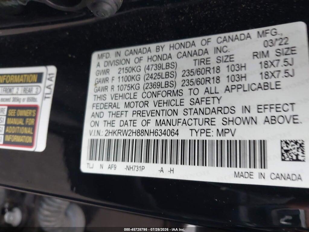 2HKRW2H88NH634064 2022 HONDA CR-V photo no. 9