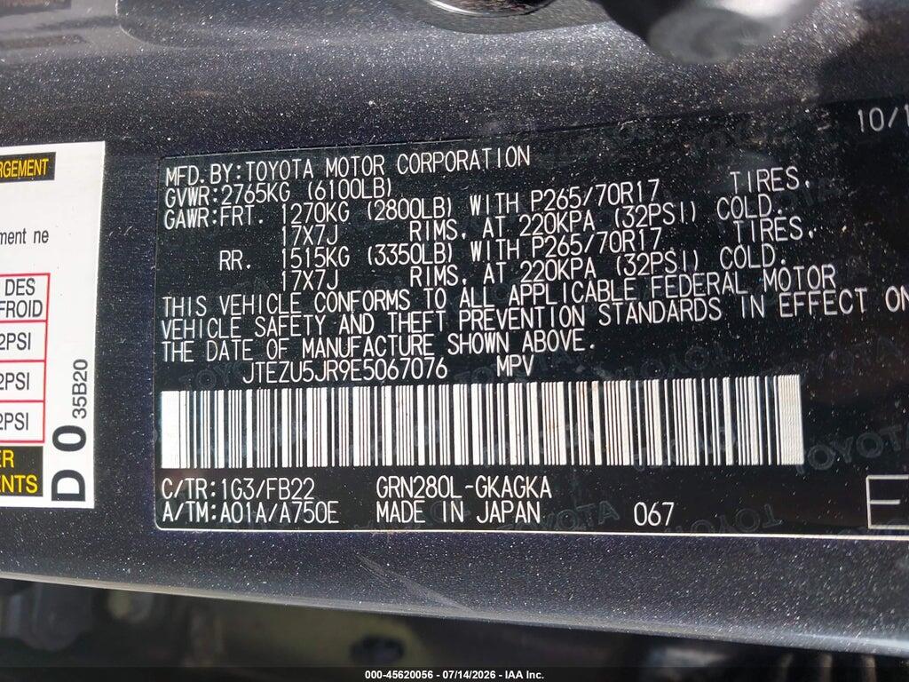 JTEZU5JR9E5067076 2014 TOYOTA 4RUNNER photo no. 9