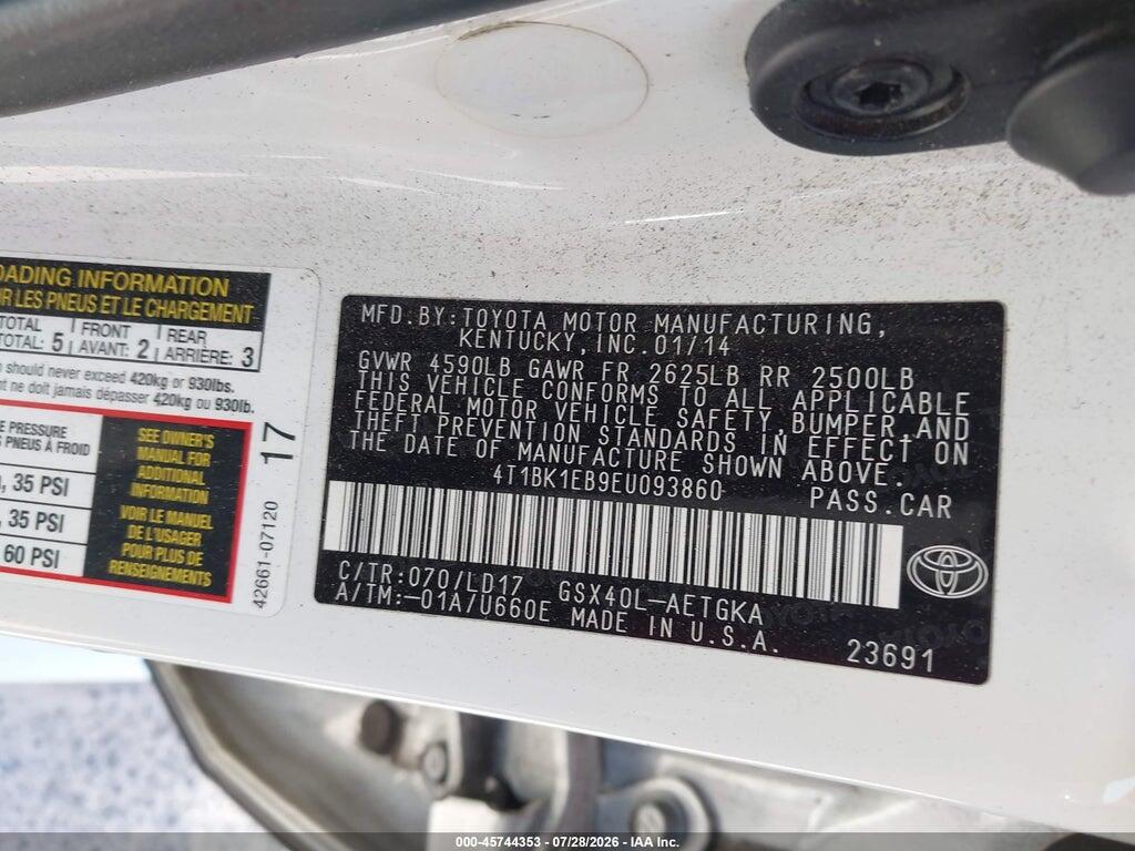 4T1BK1EB9EU093860 2014 TOYOTA AVALON photo no. 9