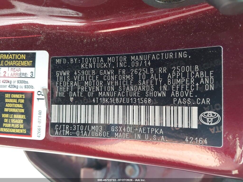 4T1BK1EB7EU131568 2014 TOYOTA AVALON photo no. 9