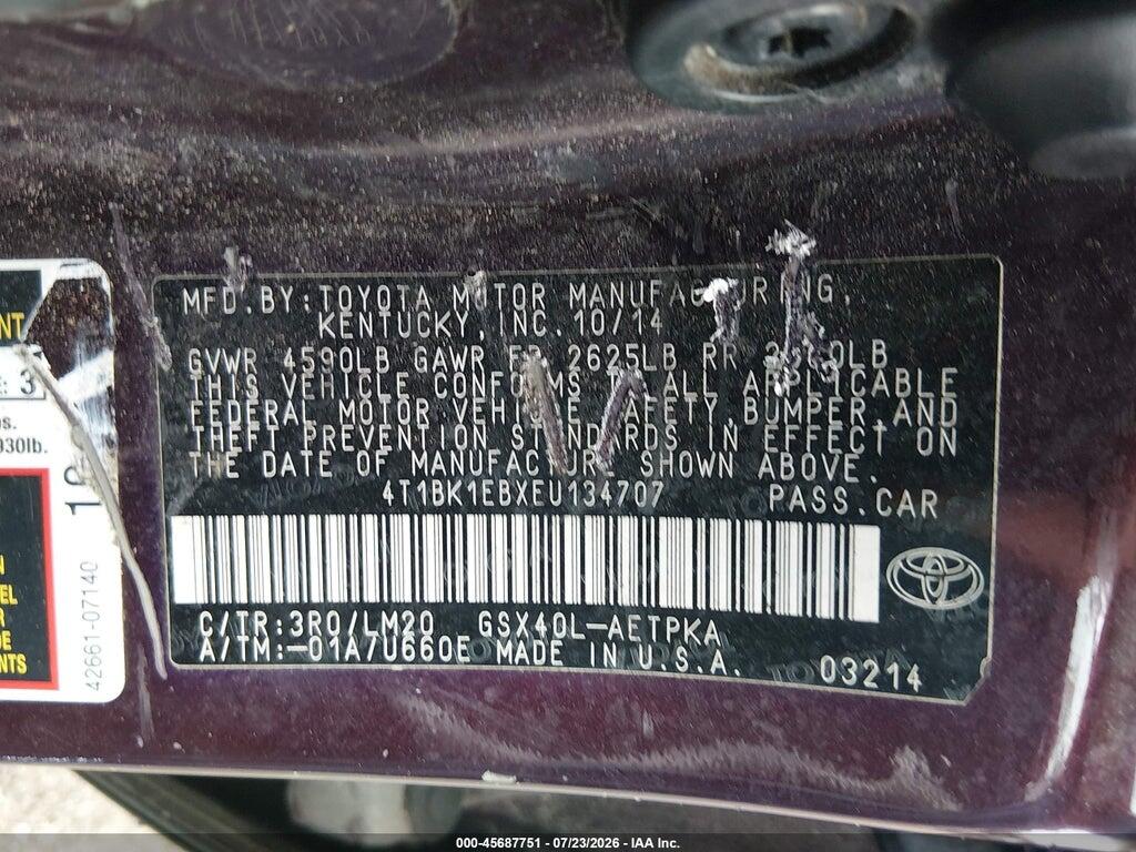 4T1BK1EBXEU134707 2014 TOYOTA AVALON photo no. 9